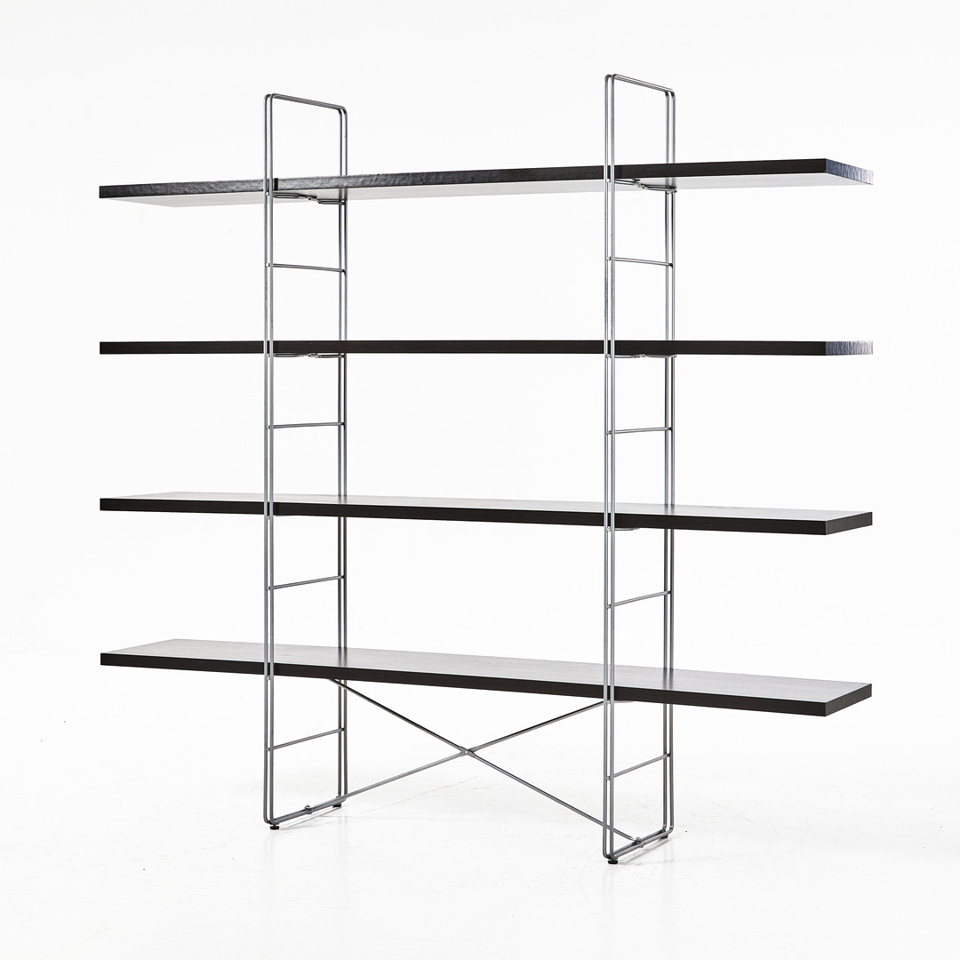 NIELS GAMMELGAARD. "Enetri", bokhylla, stomme i pulverlackerad metall, mörklaminerade hyllplan, IKEA.