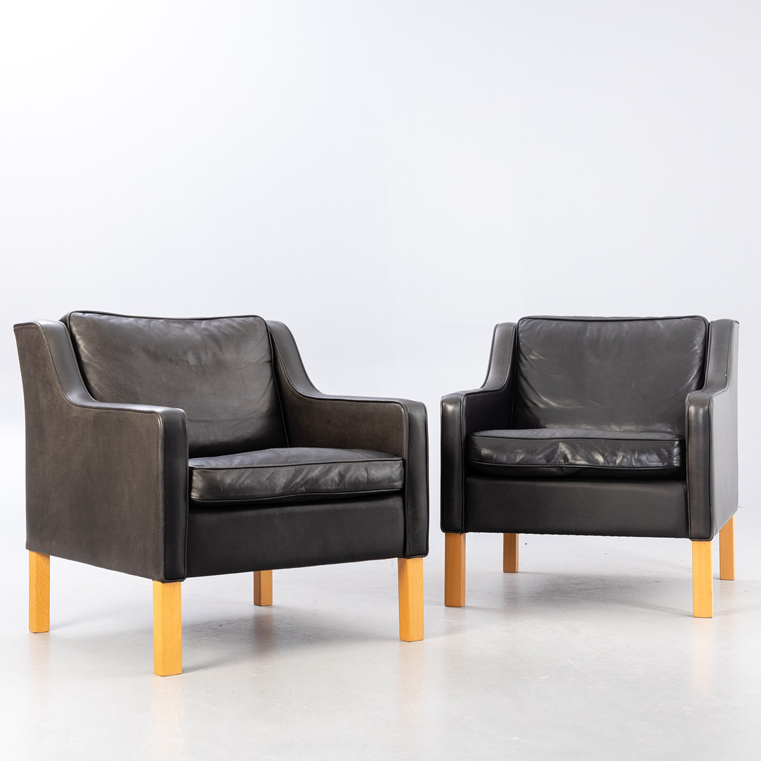 Mogens Hansen, paar Sessel MH195, Leder (2).