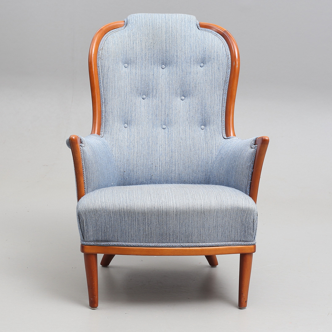CARL MALMSTEN. Fåtölj, "Vår fru", O.H Sjögren, Tranås, formgiven 1961.