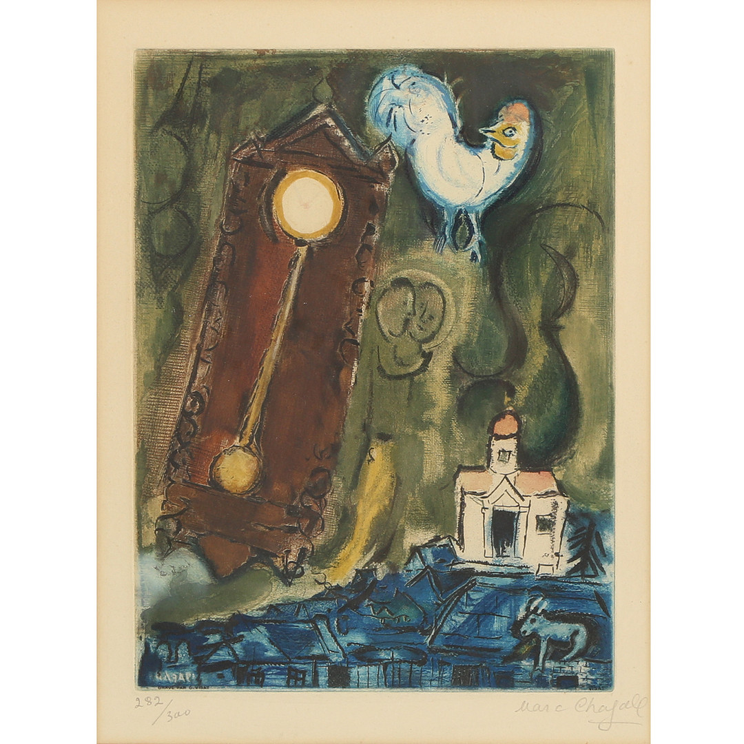 MARC CHAGALL. "L'horloge a Vitebsk", farveætsning.