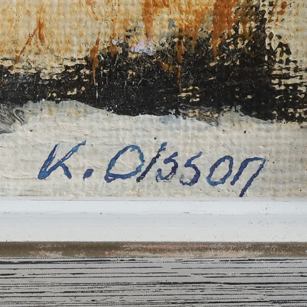OIDENTIFIERAD KONSTNÄR. OLJA PÅ DUK, vintermotiv, signerad.