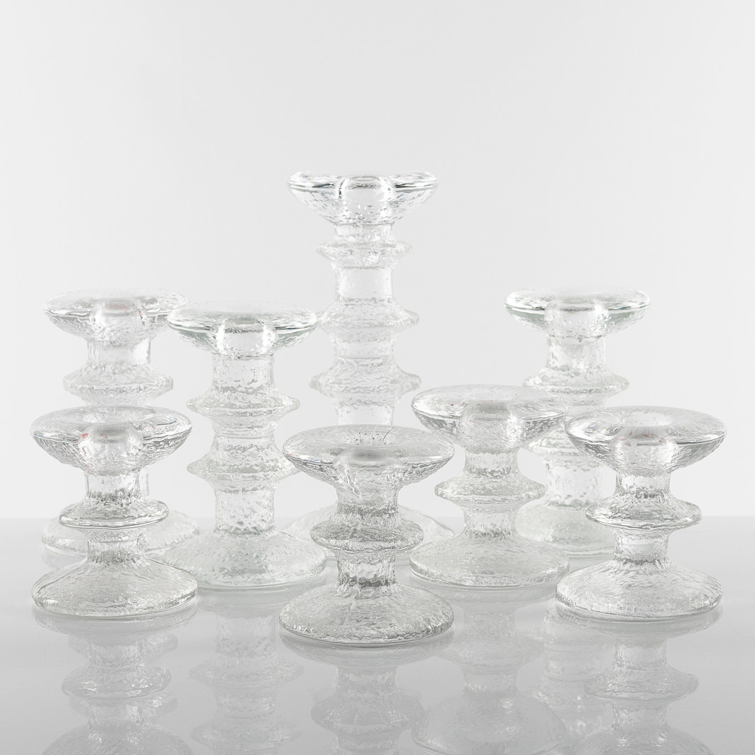 TIMO SARPANEVA. Ljusstakar, 8 st, glas, "Festivo", Iittala, Finland, 1900-talets andra hälft.