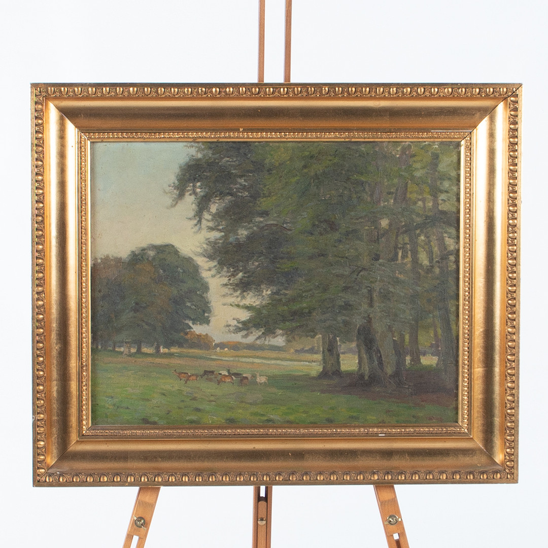 REINHOLD NIELSEN (1891-1984) Olja på duk, skogslandskap, signerad.