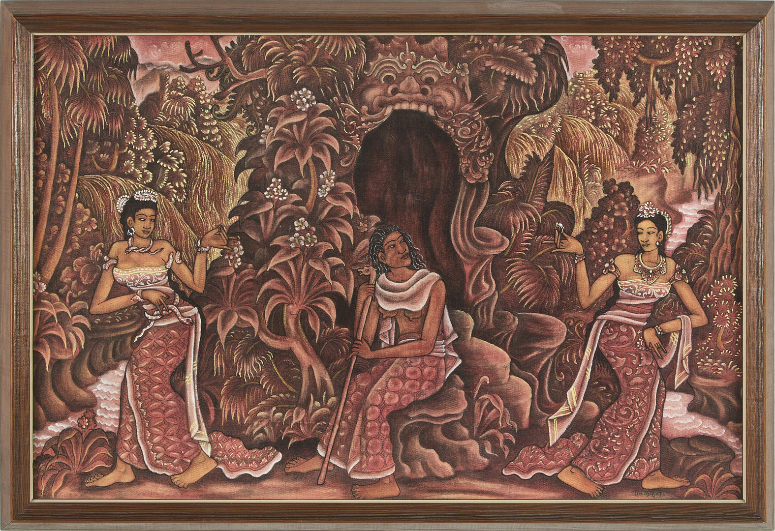 I DEWA NYOMAN JATI ( BALI 1940). Figurscen, akryl på duk, signerad.