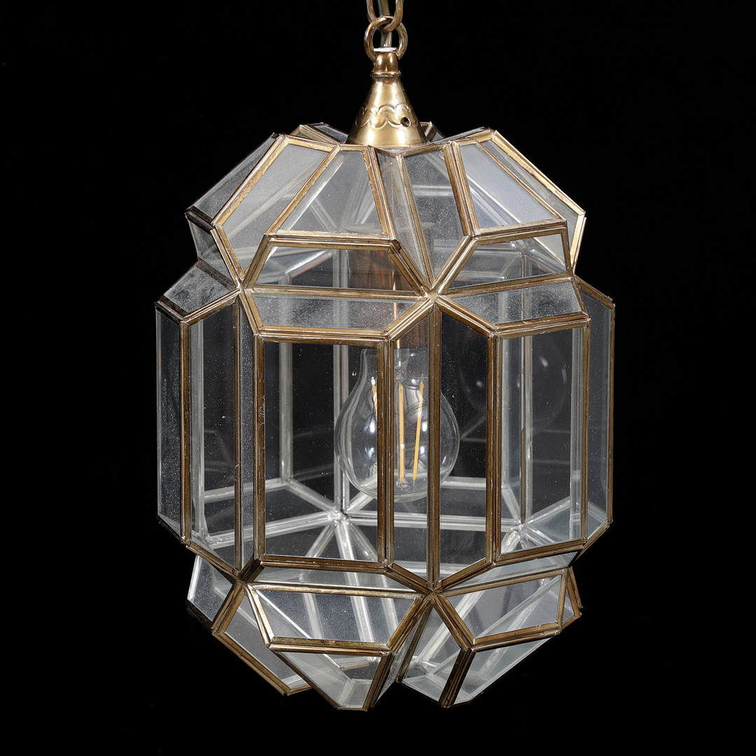 TAKLAMPA, gulmetall/glas, 1900-talets mitt.