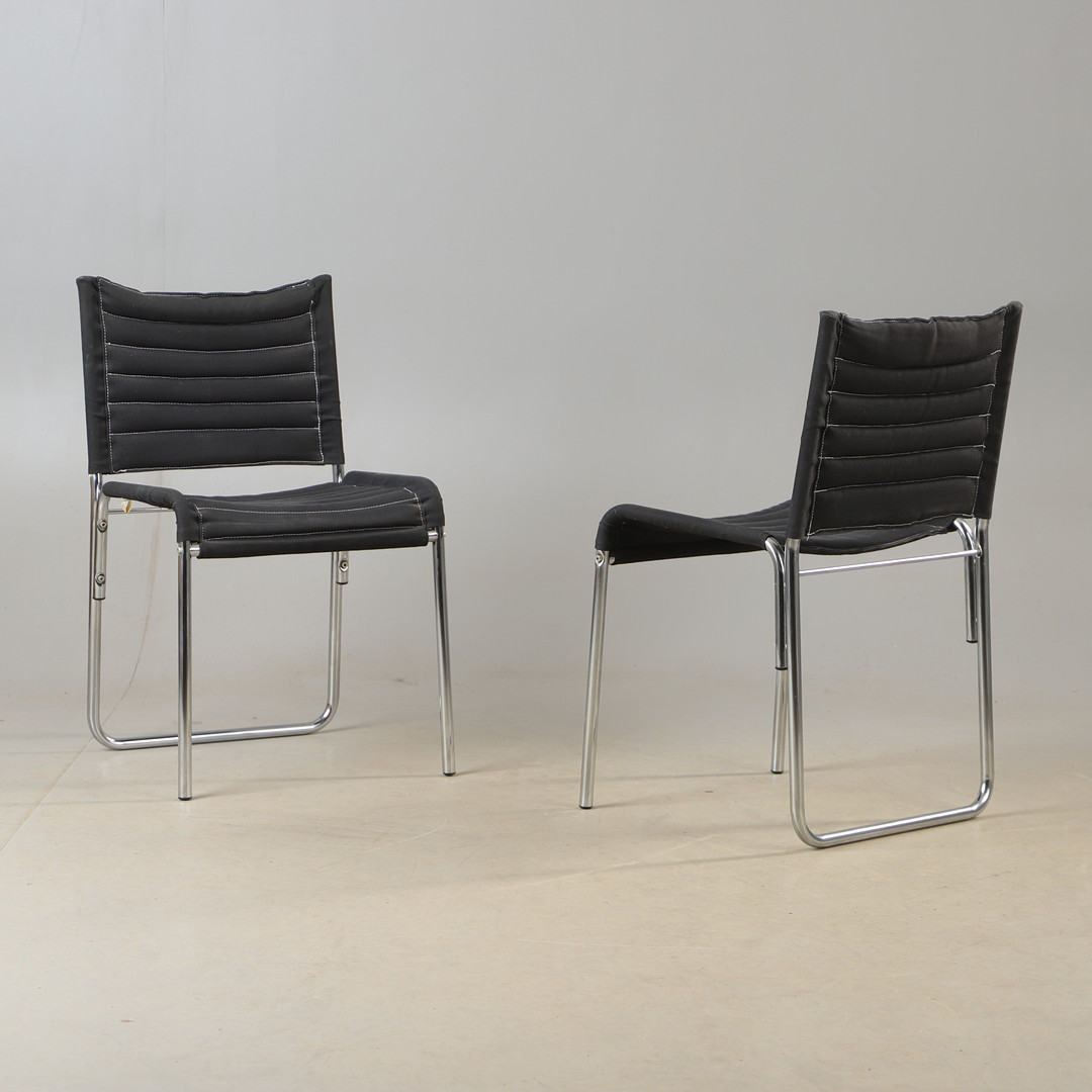 GILLIS LUNDGREN. Stolar, 6 stycken, "Dynam", textiklädsel med kromat metallunderrede, IKEA, 1900-talets andra hälft.