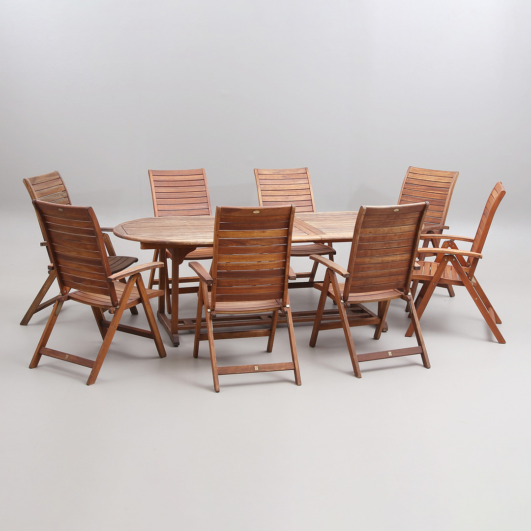 TRÄDGÅRDSMÖBEL, 9 delar, teak, Jutlandia.