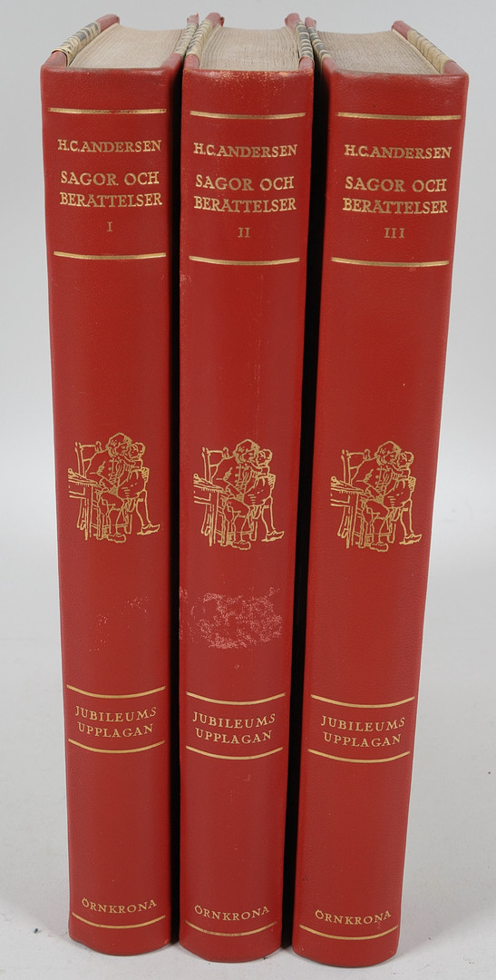 H. C. ANDERSEN. Halvfranska band, 3 st, Sagor och berättelser, Jubileumsupplagan I-III, Örnkrona, Köpenhamn, 1955.