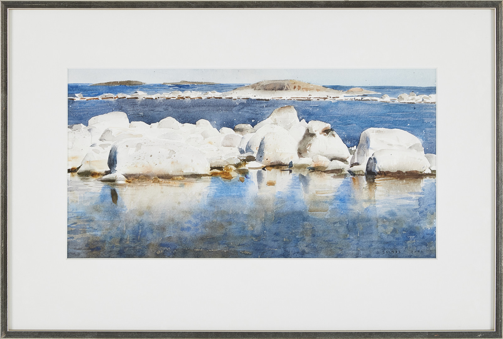 STANISLAW ZOLADZ. Strandmotiv med klippor, akvarell på papper, signerad och daterad 2001.