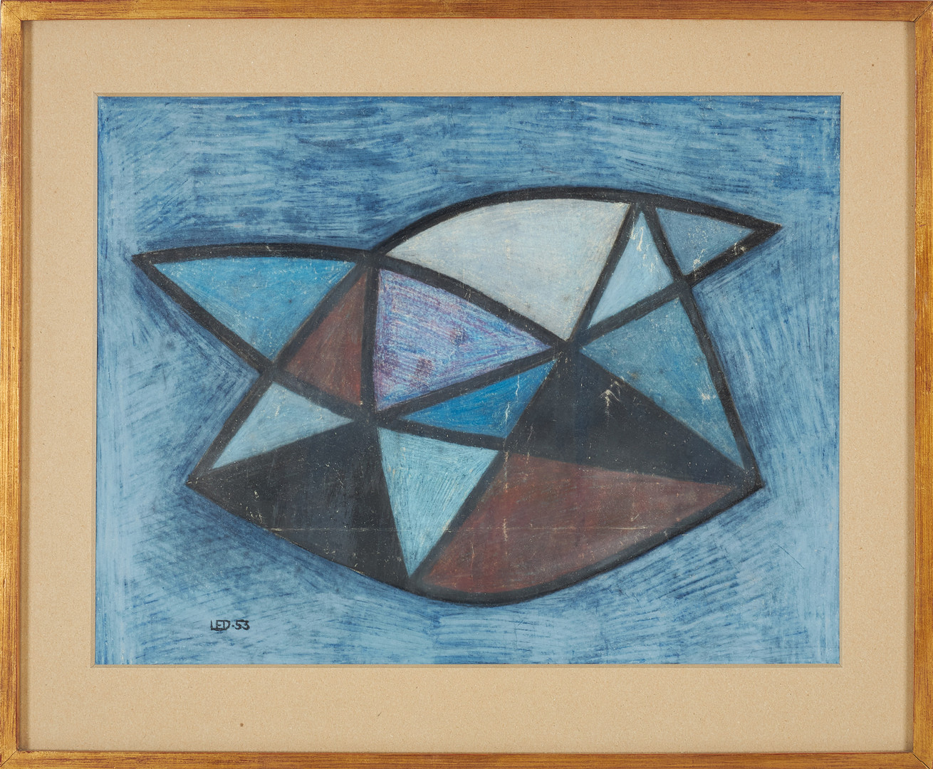 LARS ENGLUND. Komposition, gouache, monogramsignerad, daterad -53.