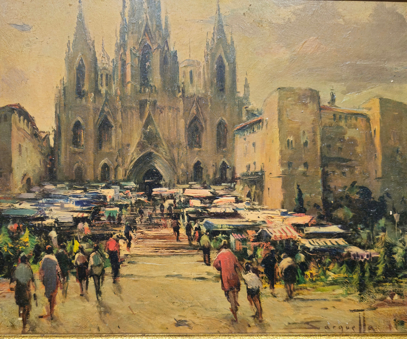 JOSEP SARQUELLA. CATEDRAL DE BARCELONA. IMPRESION LÁMINA SOBRE TABLEX.