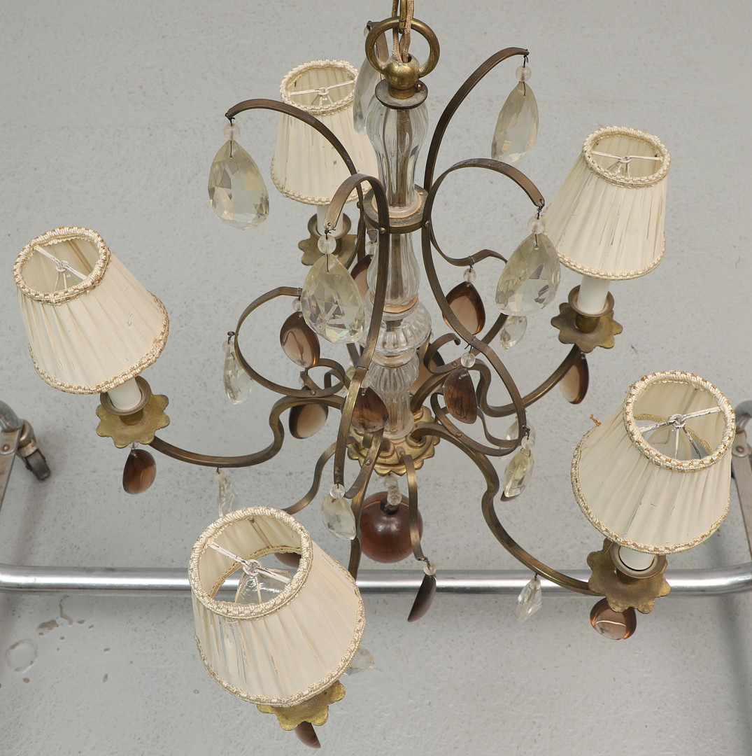 TAKLAMPA, mässing och prismor, 1900-tal.