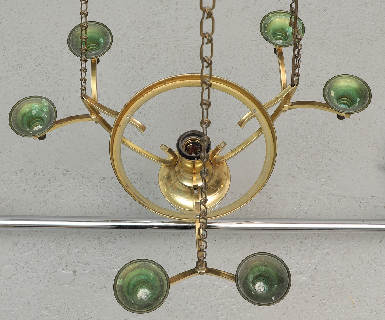 TAKLAMPA, mässing och glas, 1900-talets andra hälft.