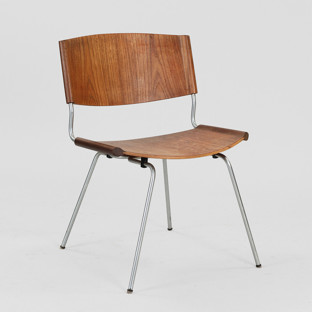 NANNA DITZEL (1923-2005). "Badminton" stol med ryglæn og sæde af massivt og fineret teak, model 150, Kolds Savværk, Danmark, formgivet 1958.