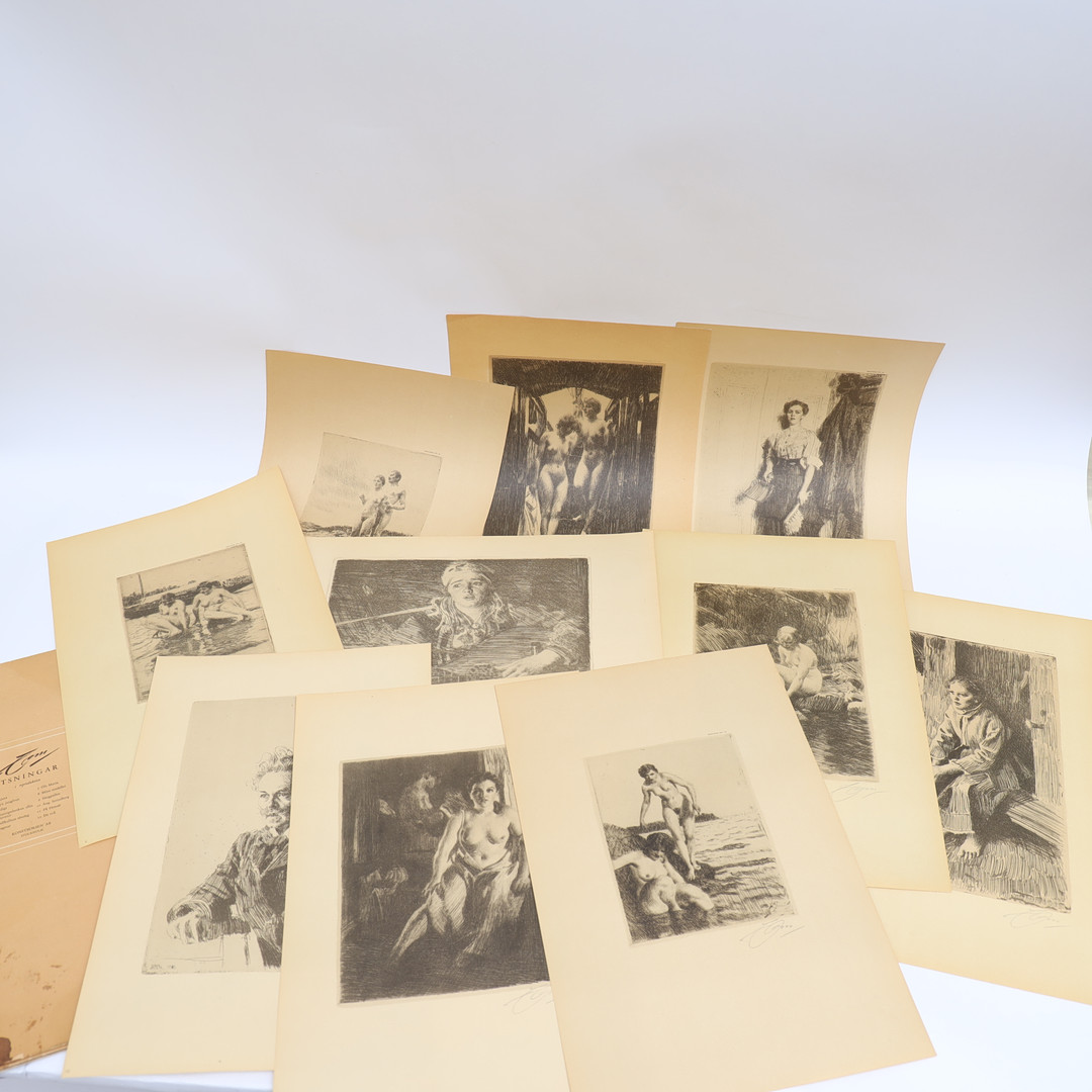 ANDERS ZORN. EFTER. Litografiskt tryck av etsningar, 10 st.