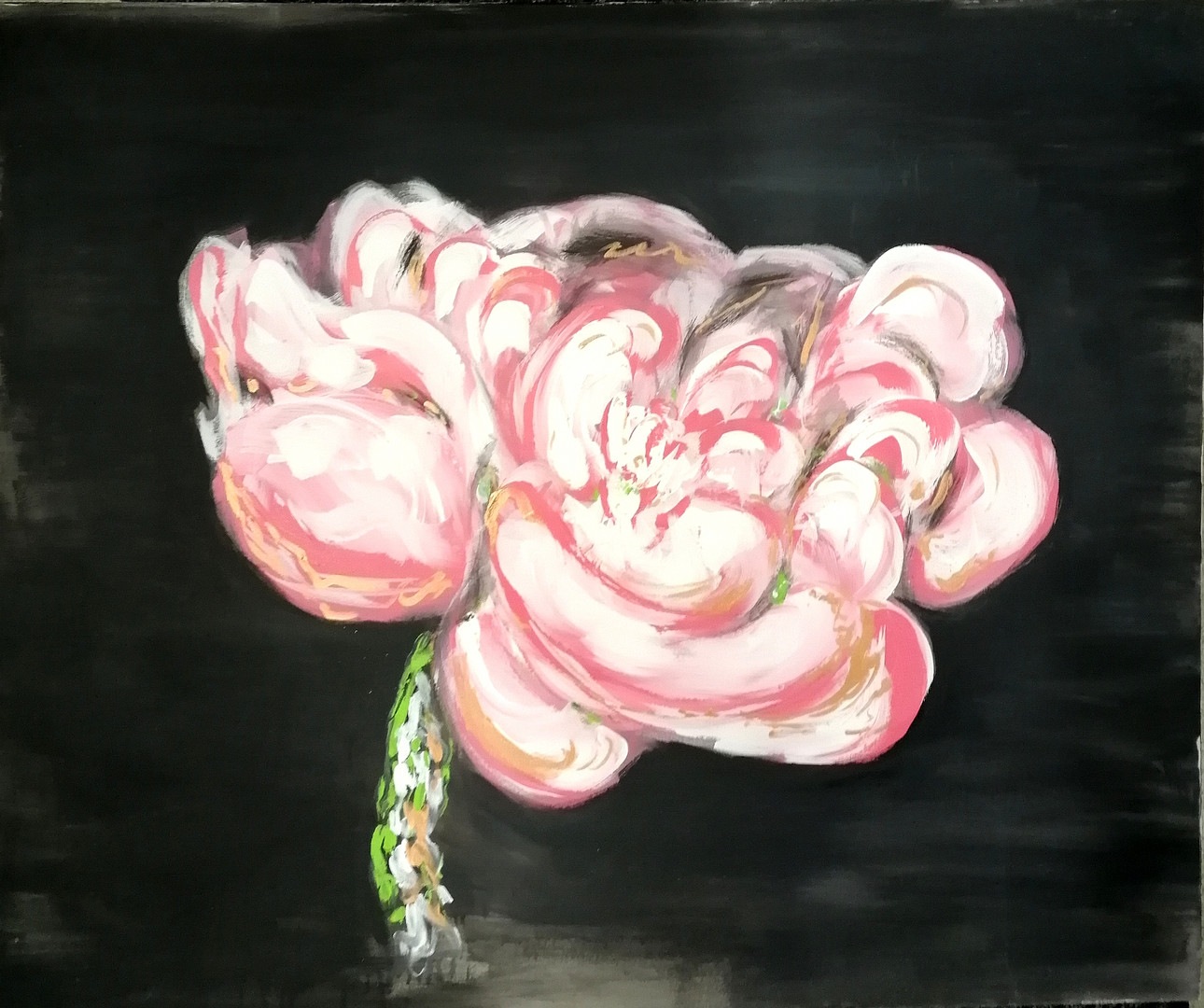 LARGE CONTEMPORARY PAINTING OF FLOWER.