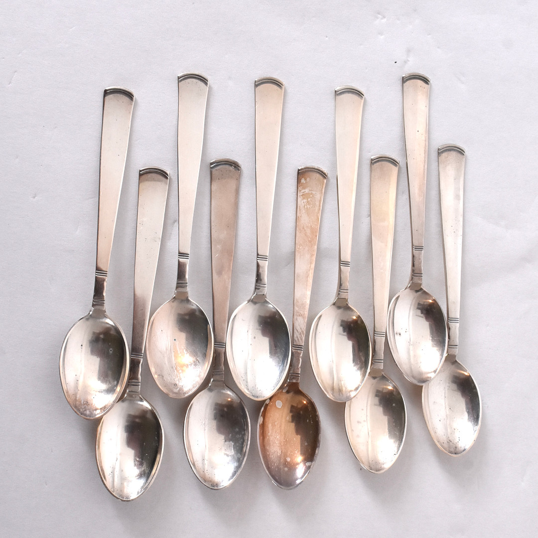 JACOB ÄNGMAN. kaffeskedar, 10 st, silver, Rosenholm.