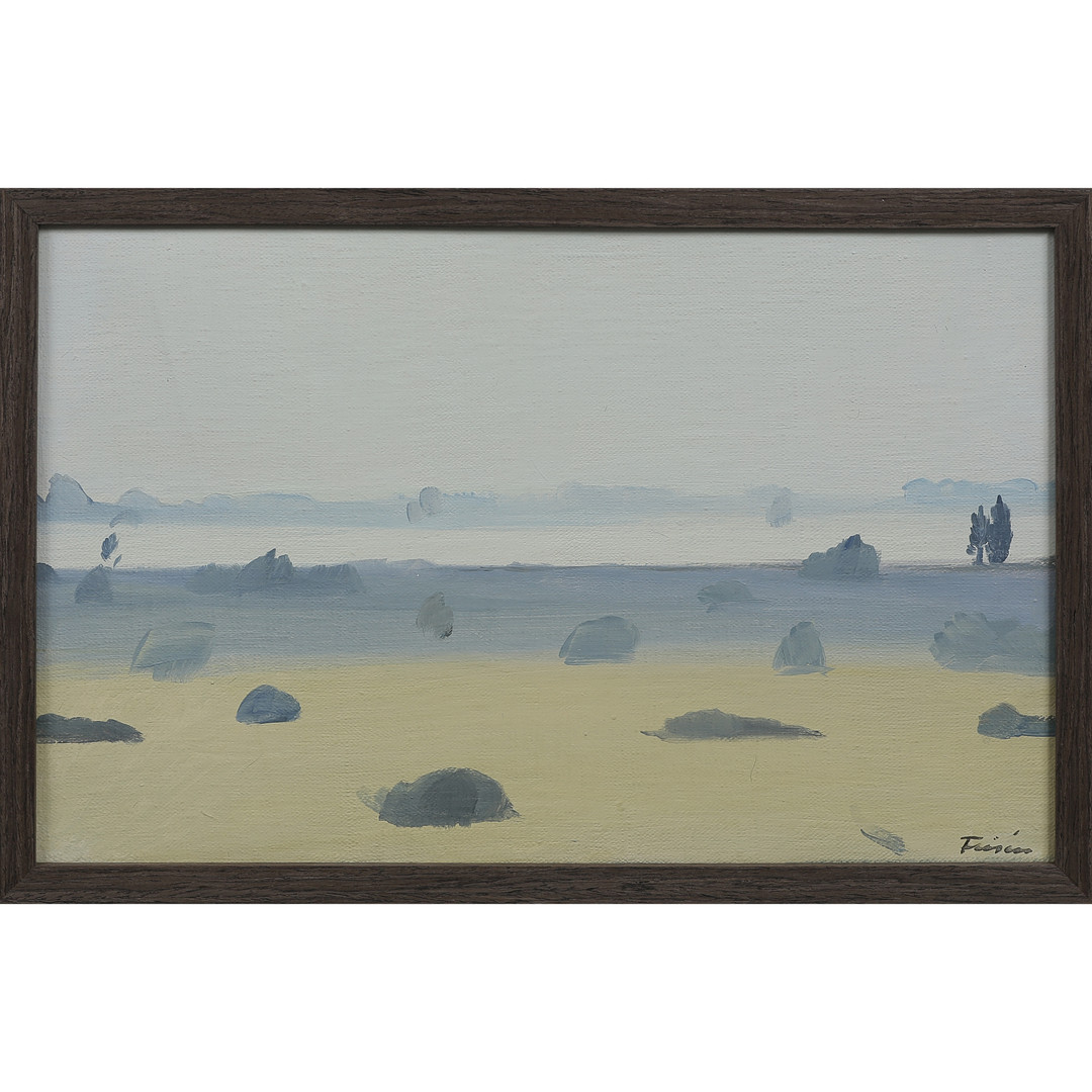 VERA FRISÉN. "SOLDIS ÖVER ALVARET, ÖLAND" OLJA PÅ DUK, SIGNERAD.