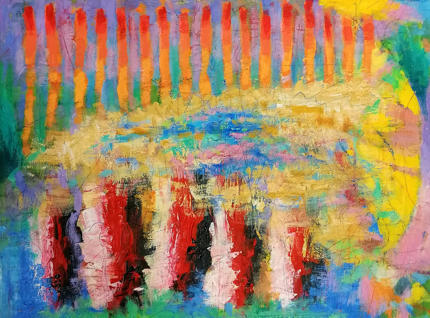 *TOM CULLEN CONTEMPORARY MIXED MEDIA PAINTING - 'SECRET GARDEN' 2024.