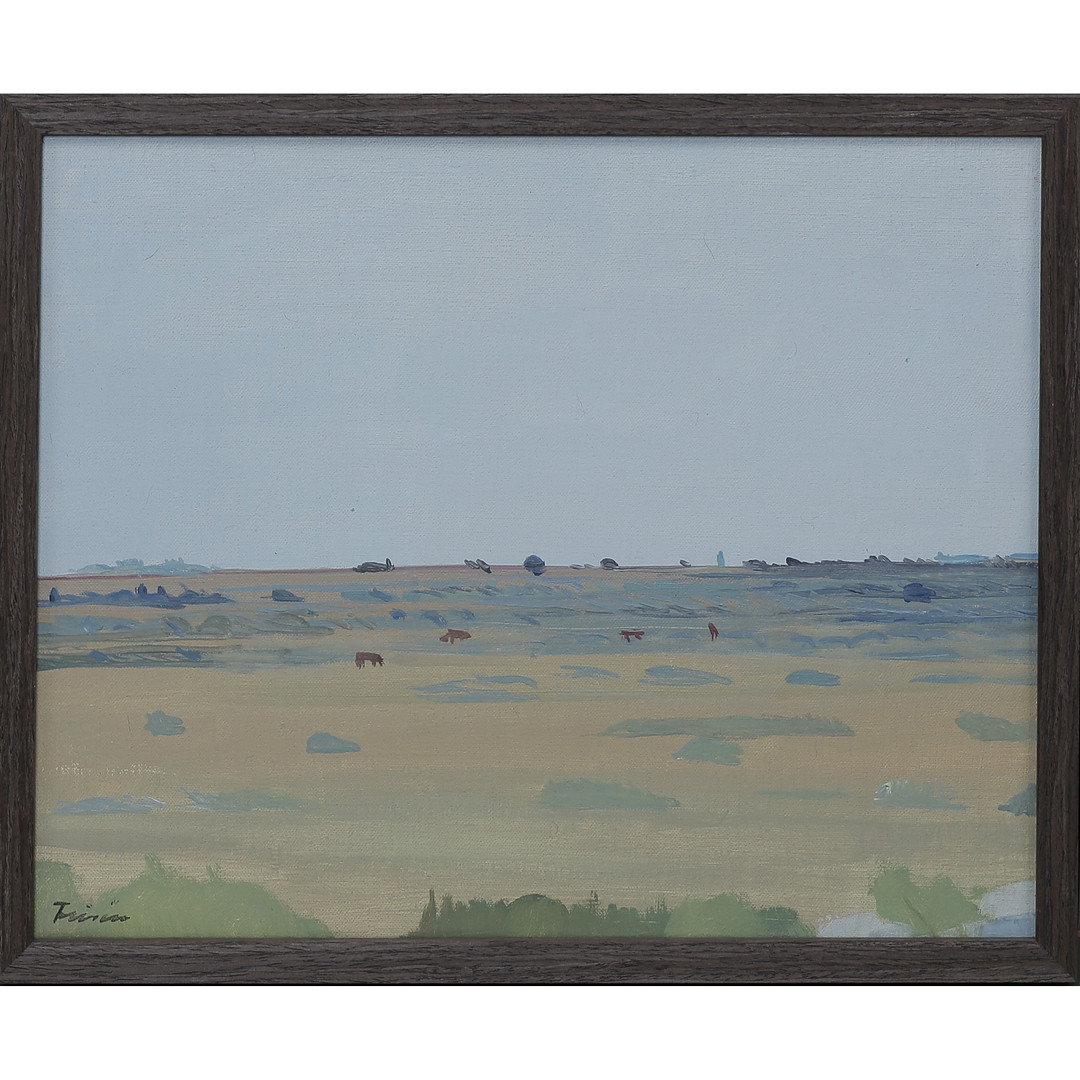 VERA FRISÉN. "KOSSOR PÅ ALVARET, ÖLAND" OLJA PÅ DUK, SIGNERAD.