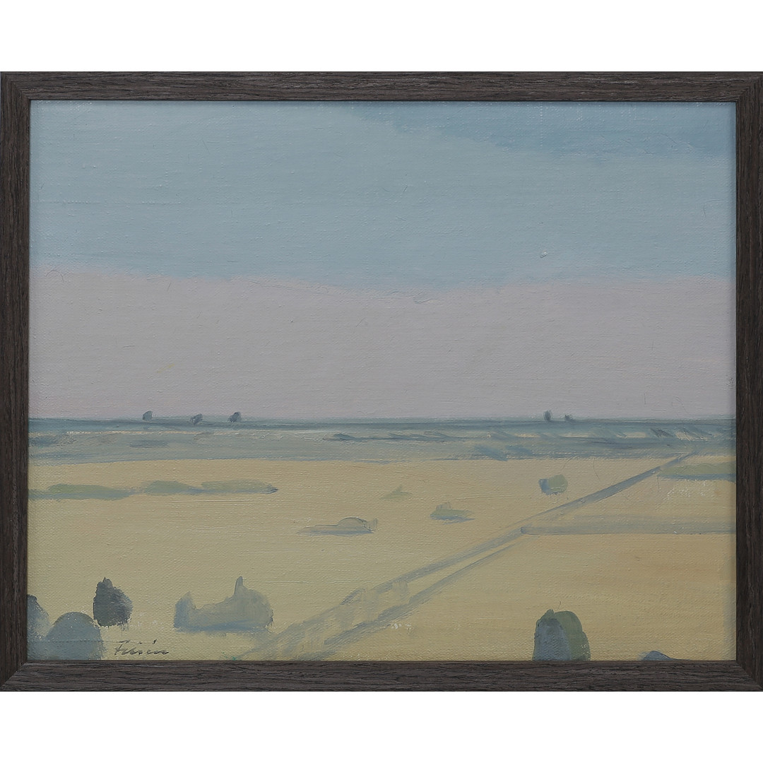 VERA FRISÉN. "STENMURAR VID ALVARET, ÖLAND" OLJA PÅ DUK, SIGNERAD.