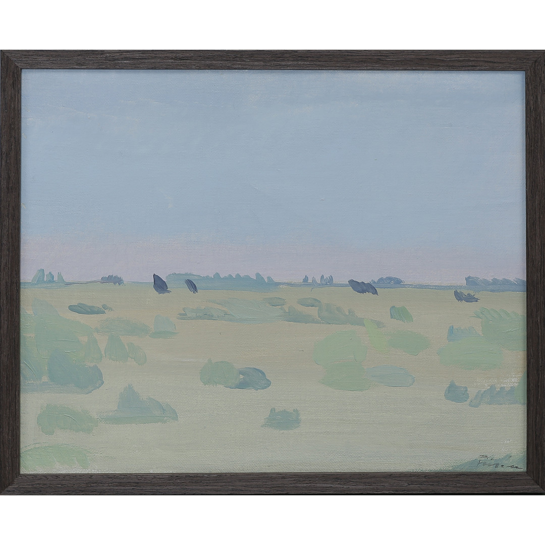 VERA FRISÉN. "VY ÖVER ALVARET, ÖLAND" OLJA PÅ DUK, SIGNERAD.
