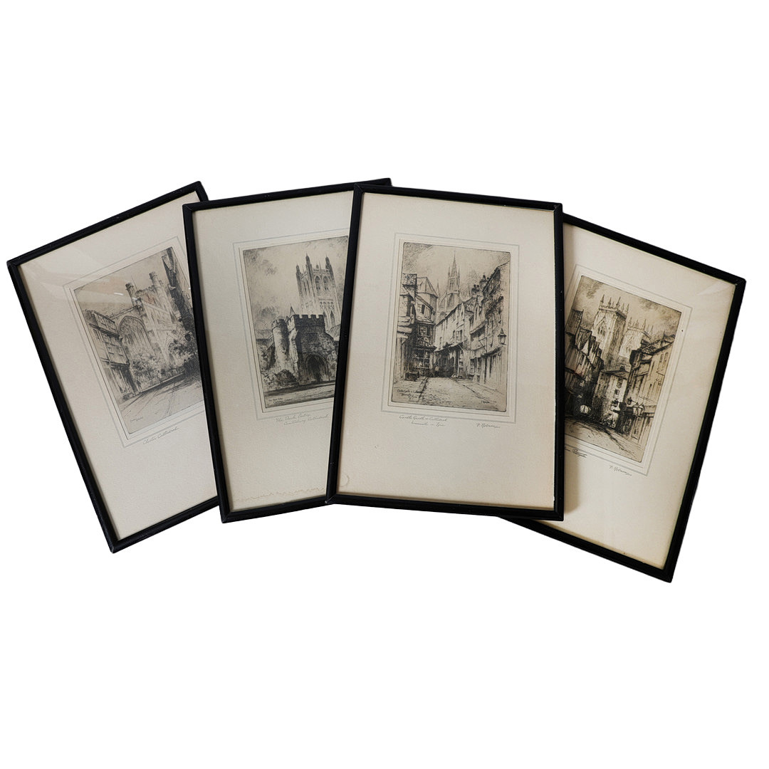 F. ROBSON, FOUR PENCIL SIGNED ETCHINGS (4).
