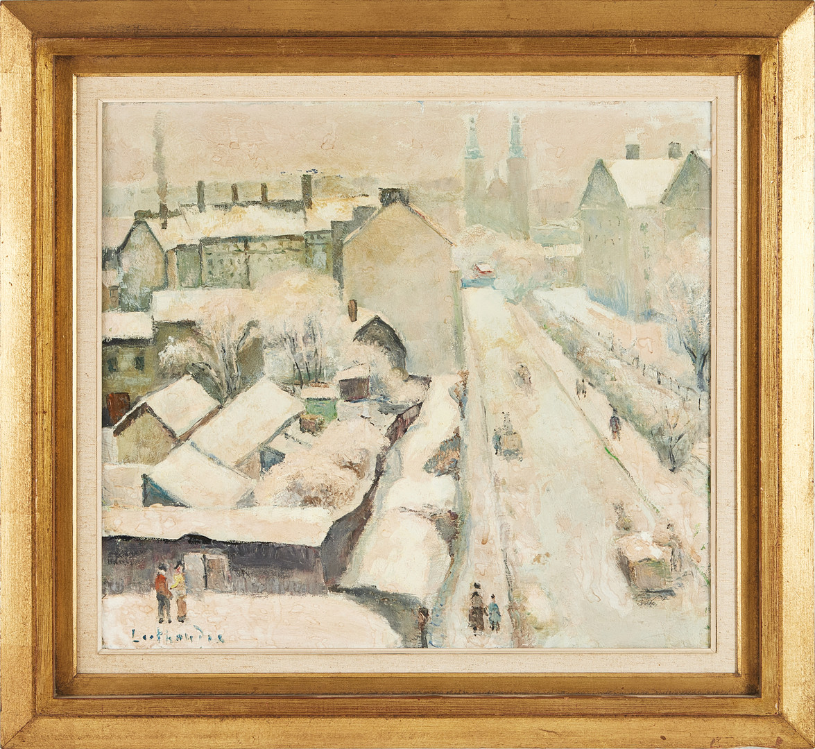 CARL LUTHANDER (1879-1967). Stockholm i vinterskrud, olja på duk, signerad Luthander.