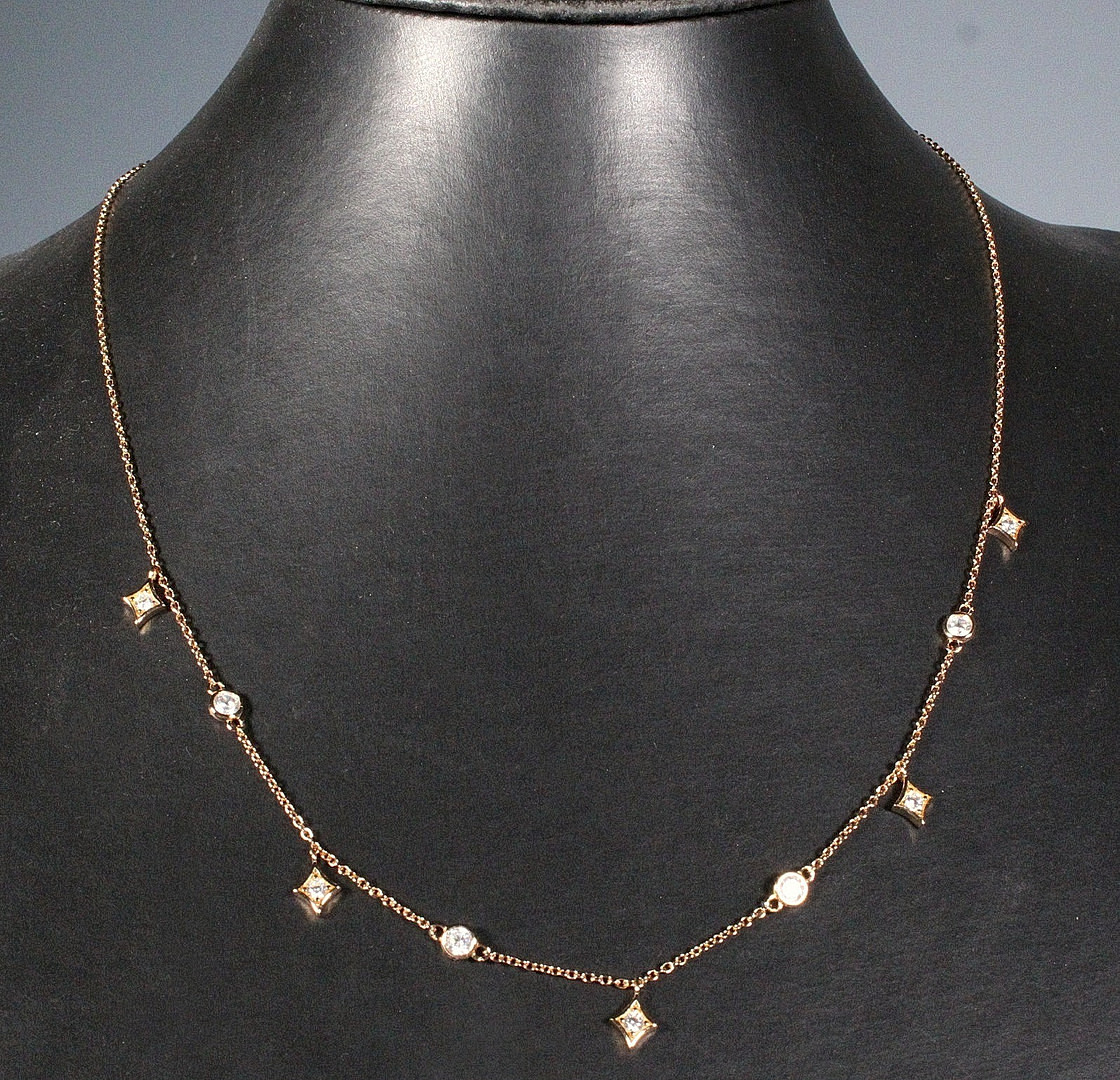 MERALIN JEWELRY. Halskette mit Zirkonia, 925er Sterlingsilber, rosévergoldet, Italien.