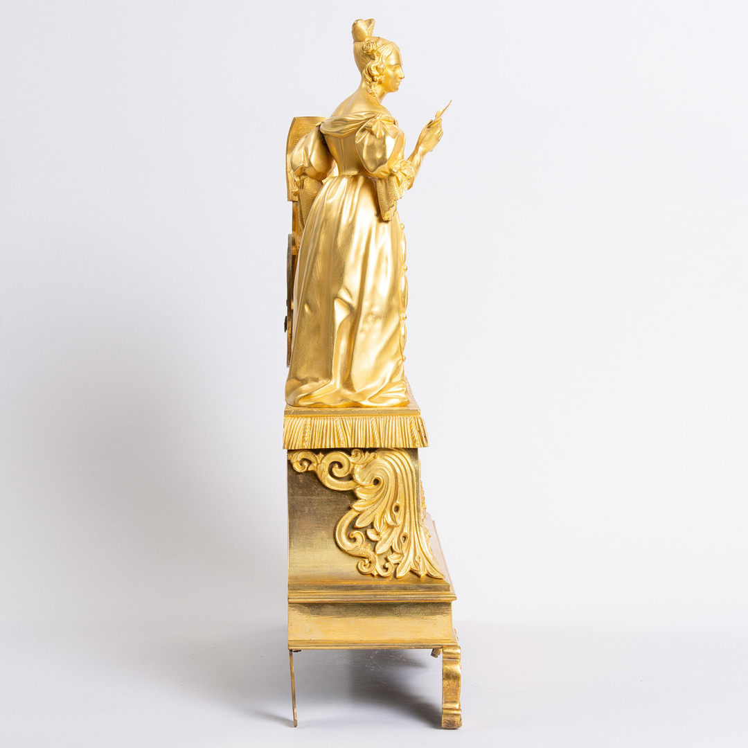 Fransk Louis Philippe kaminur i forgyldt bronze, ca. 1840-50erne.