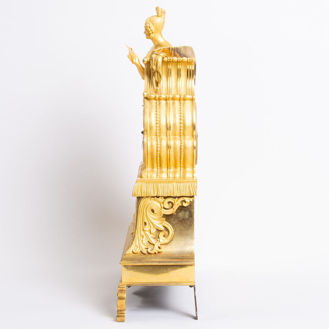 Fransk Louis Philippe kaminur i forgyldt bronze, ca. 1840-50erne.