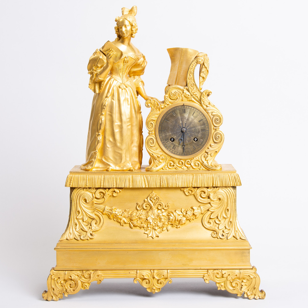 Fransk Louis Philippe kaminur i forgyldt bronze, ca. 1840-50erne.