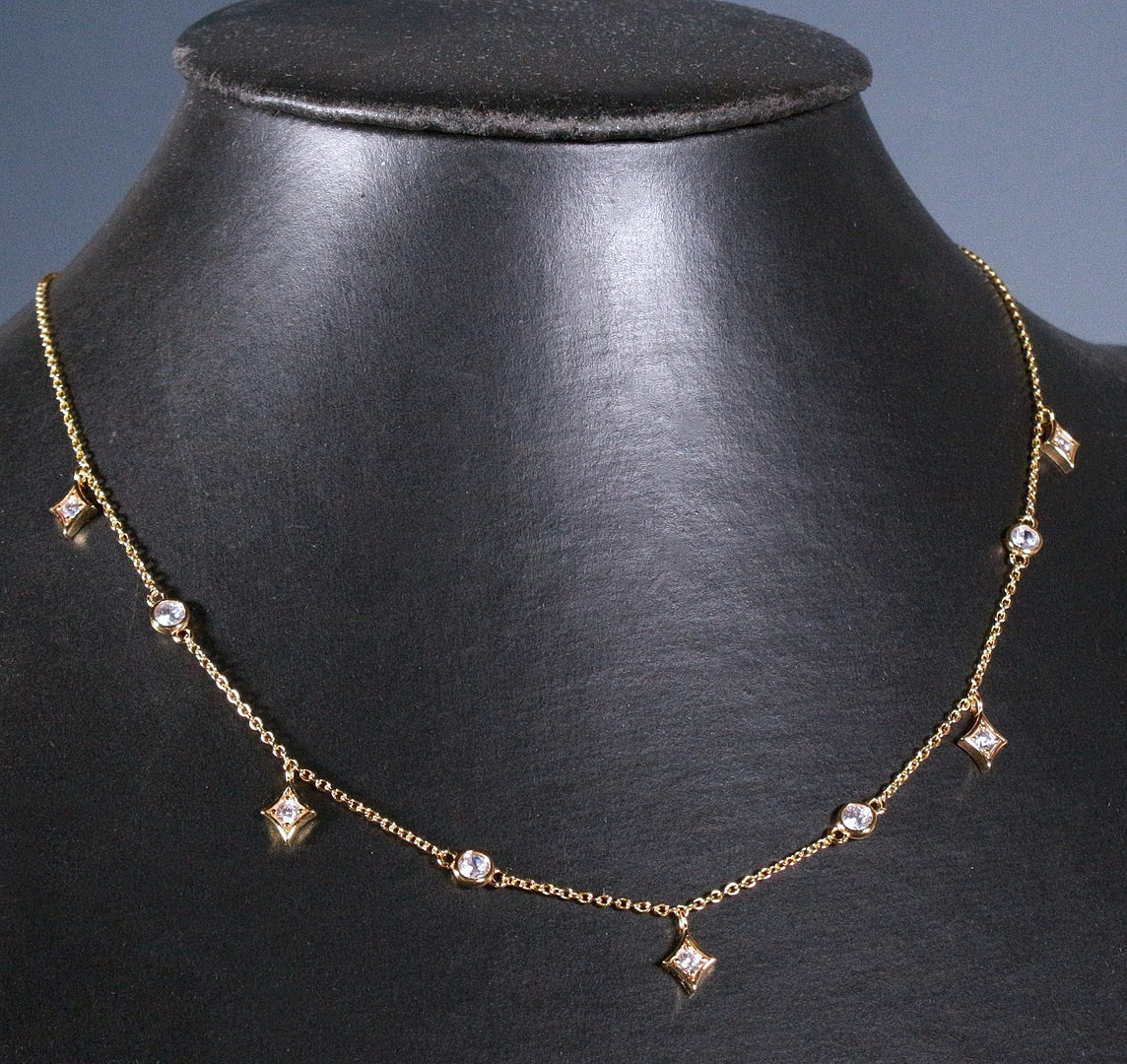 MERALIN JEWELRY. Halskette mit Zirkonia, 925er Sterlingsilber, vergoldet, Italien.