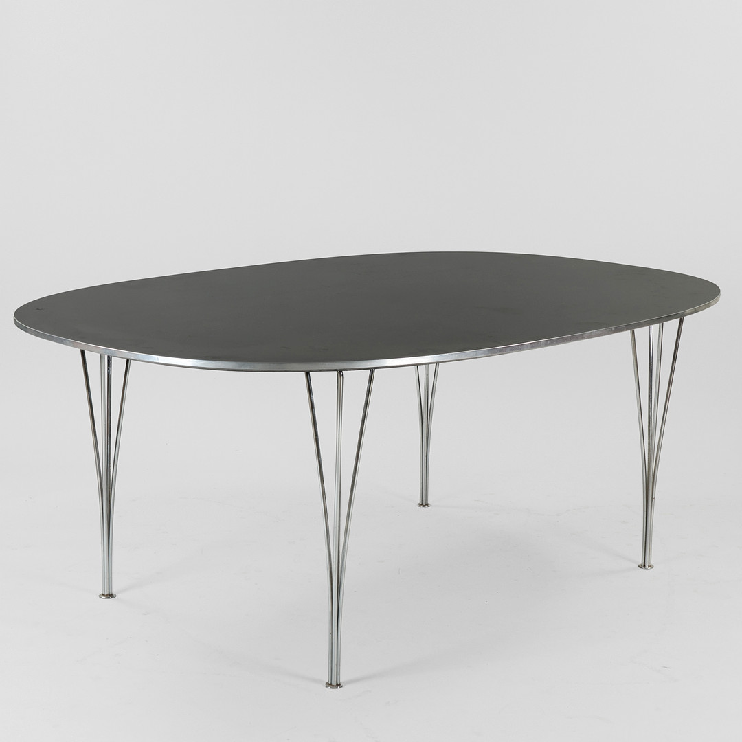 BRUNO MATHSSON & PIET HEIN. Spisebord "Superellipse" sort laminat 180 x 120. Fritz Hansen Danmark.