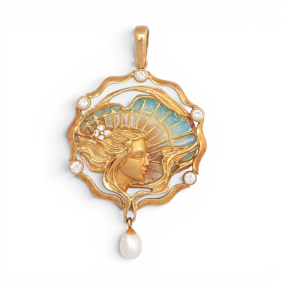 Modernist style nymph pendant.