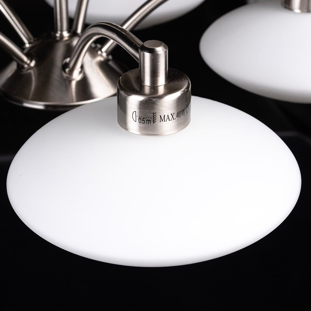 TAKLAMPA, 5 - armad, metall & glas, samtida tillverkning.
