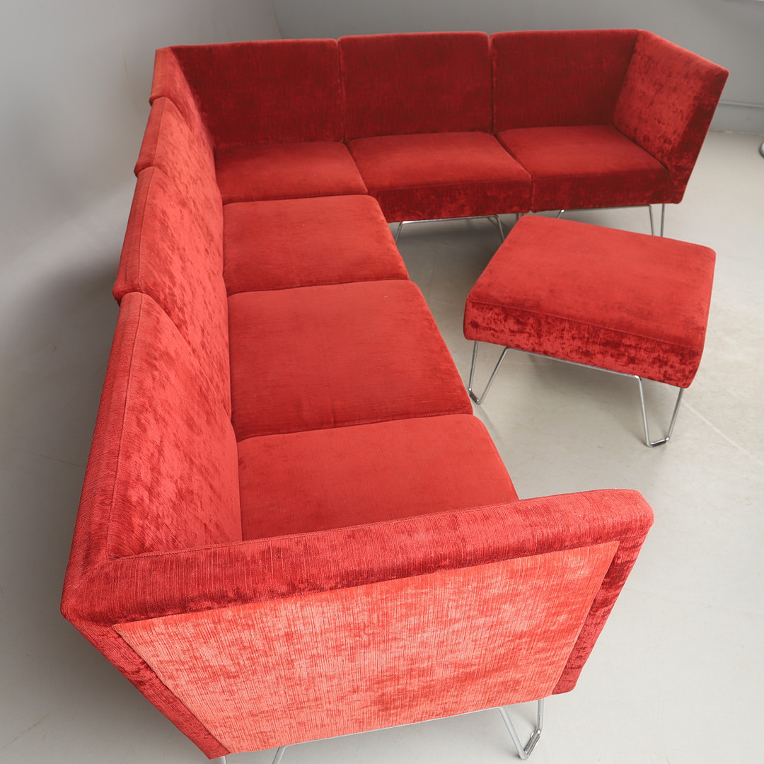 MODULSOFFA, "Qvarto", textilklädd med kormat underede, Blå station, 2000-tal.