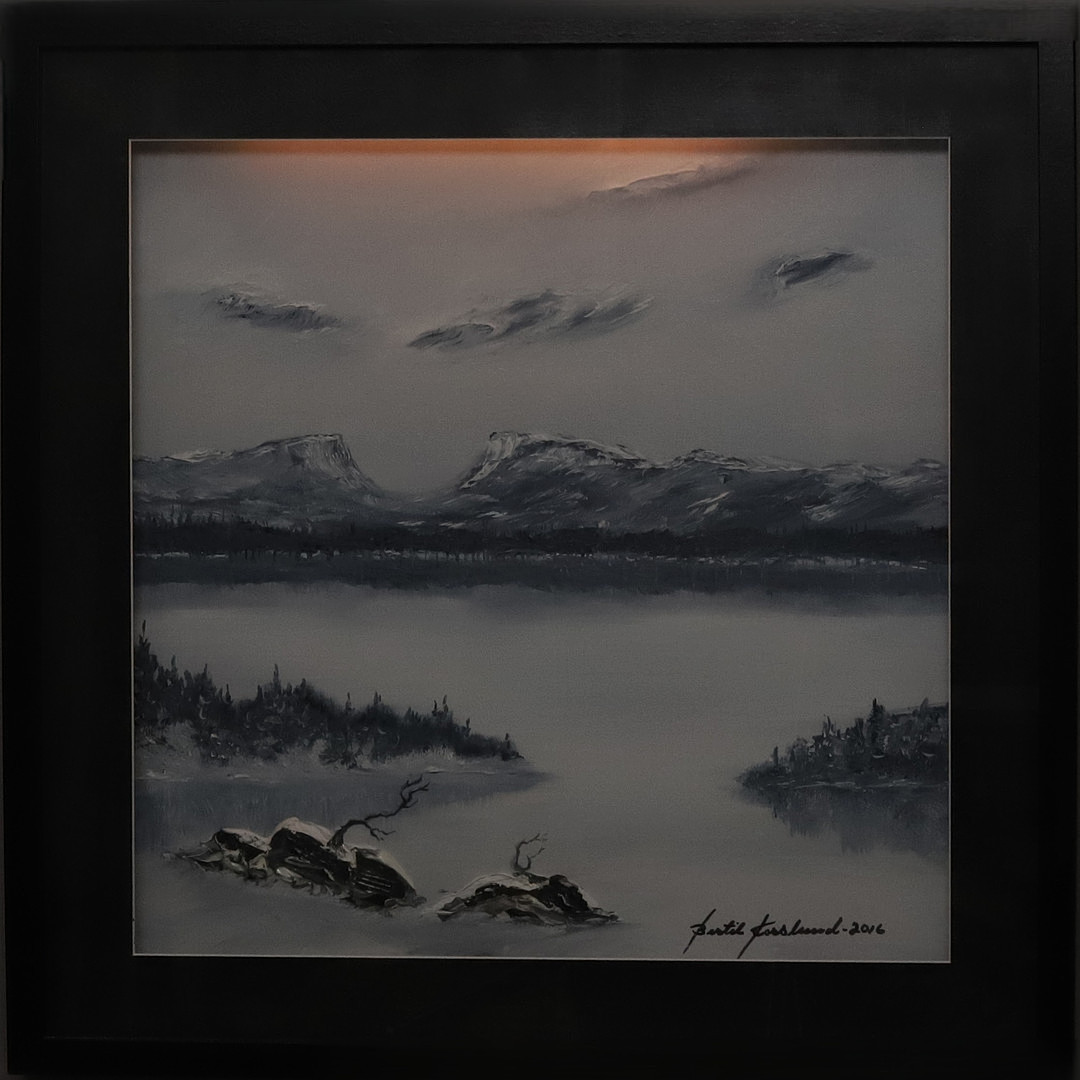 BERTIL FORSLUND. Komposition i upplyst inramning, "Lapporten, Abisko Fjällvärld", signerad samt daterad -2016.