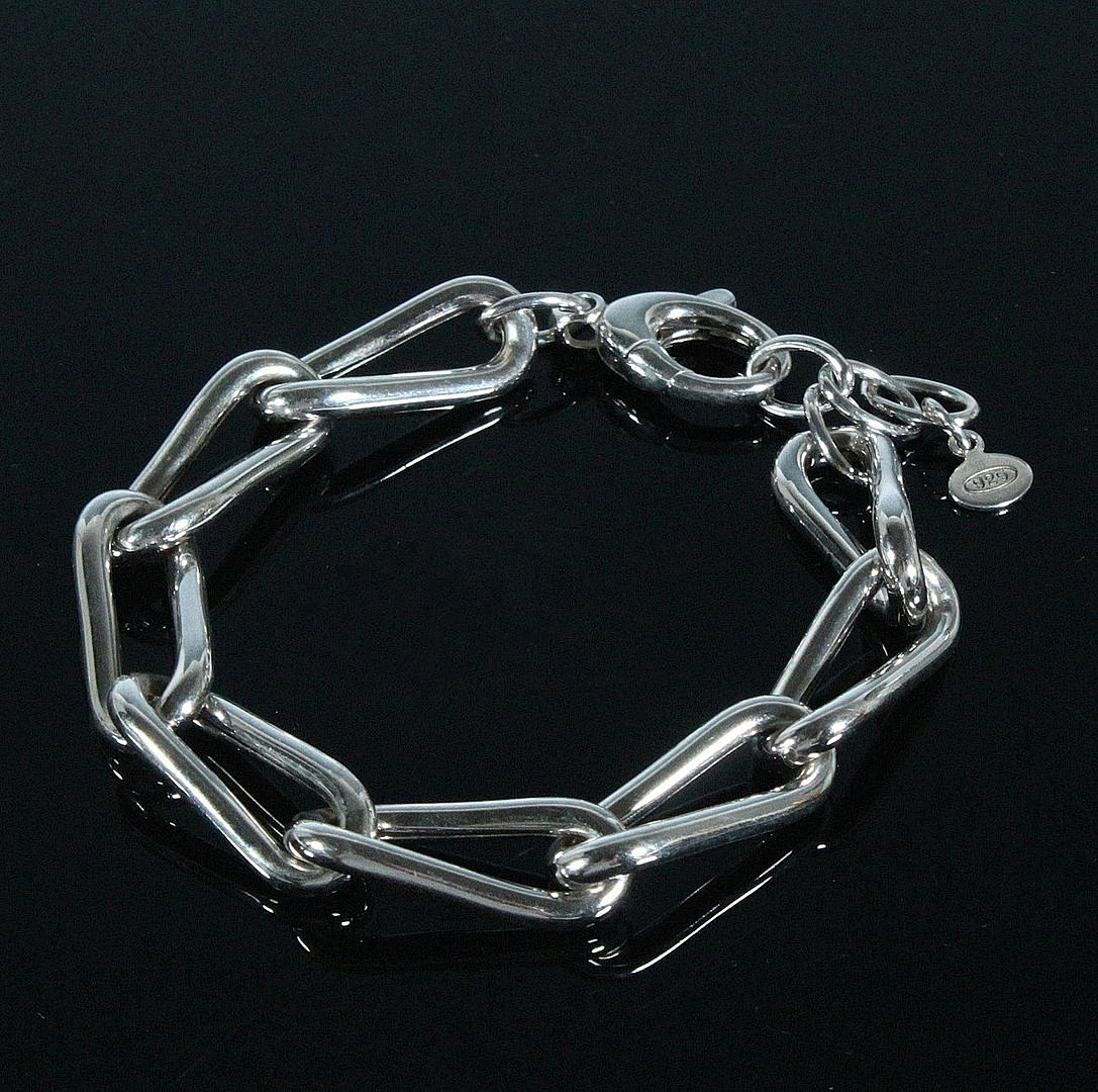 MERALIN JEWELRY. Grobgliedriges Armband aus 925/-Sterlingsilber, rhodiniert.