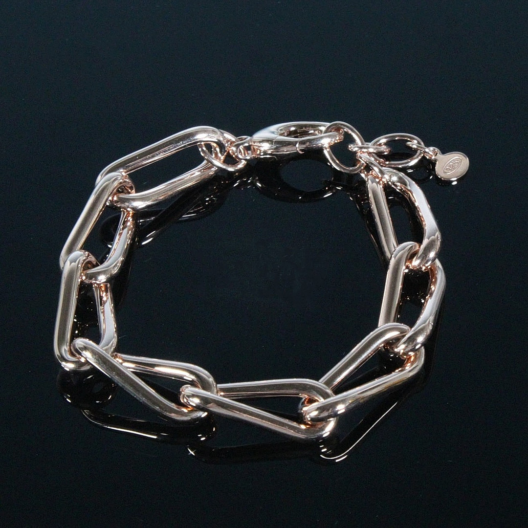 MERALIN JEWELRY. Grobgliedriges Armband aus 925/-Sterlingsilber, rosévergoldet.