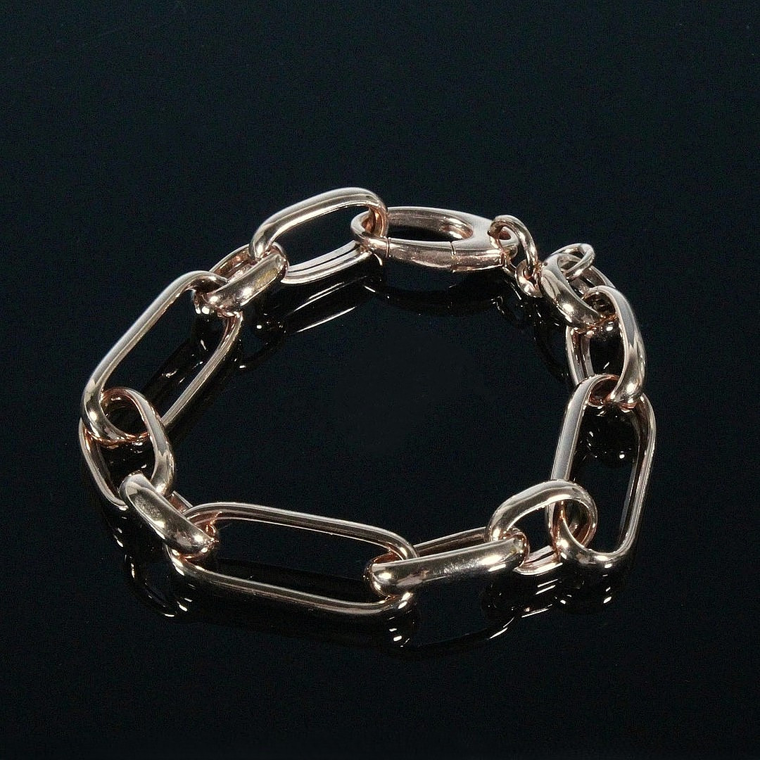 MERALIN JEWELRY. Grobgliedriges Armband aus 925/-Sterlingsilber, rosévergoldet.
