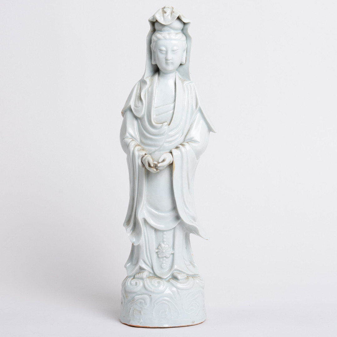 Blanc de chine porcelæn figur af Guanyin. Kina 19. århundrede.
