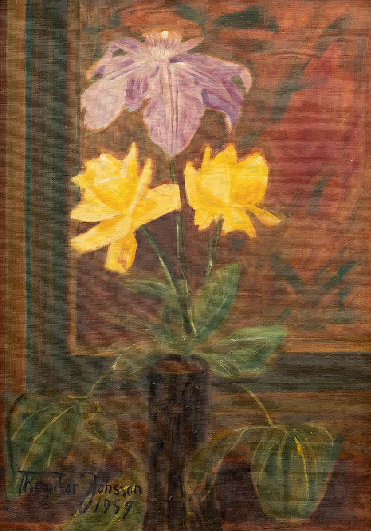 THEODOR  JÖNSSON. Stilleben, olja på duk, signerad och daterad 1959.