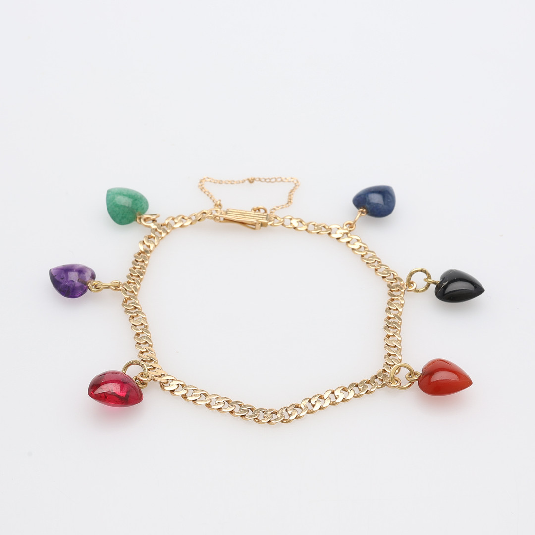 BERLOCKARMBAND, 18K GULD & STENAR, TOTALT CA 11,6 GRAM.