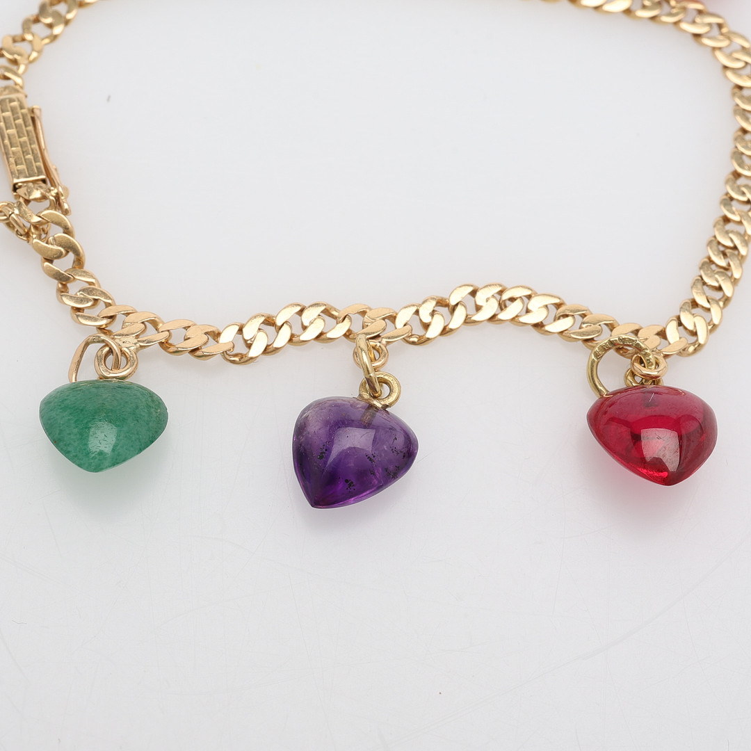 BERLOCKARMBAND, 18K GULD & STENAR, TOTALT CA 11,6 GRAM.