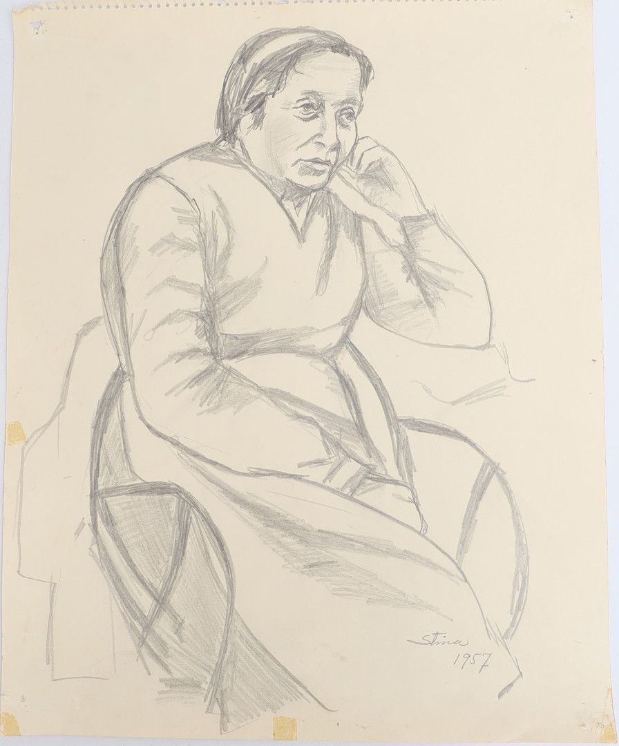 STINA SUNESSON. TECKNING, SIgnerad och daterad 1957.