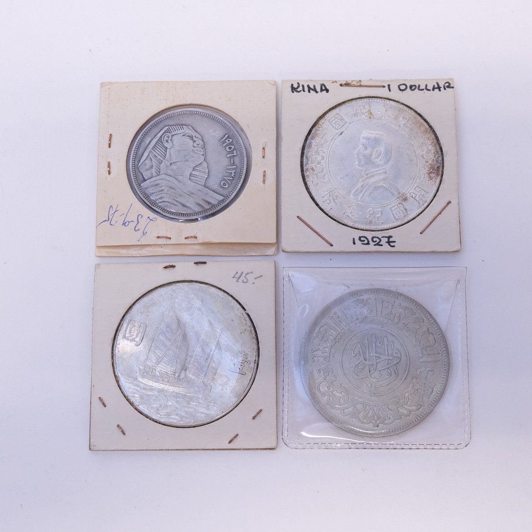 SAMLING MYNT, SILVER, KINA , JEMEN OCH EGYPTEN.