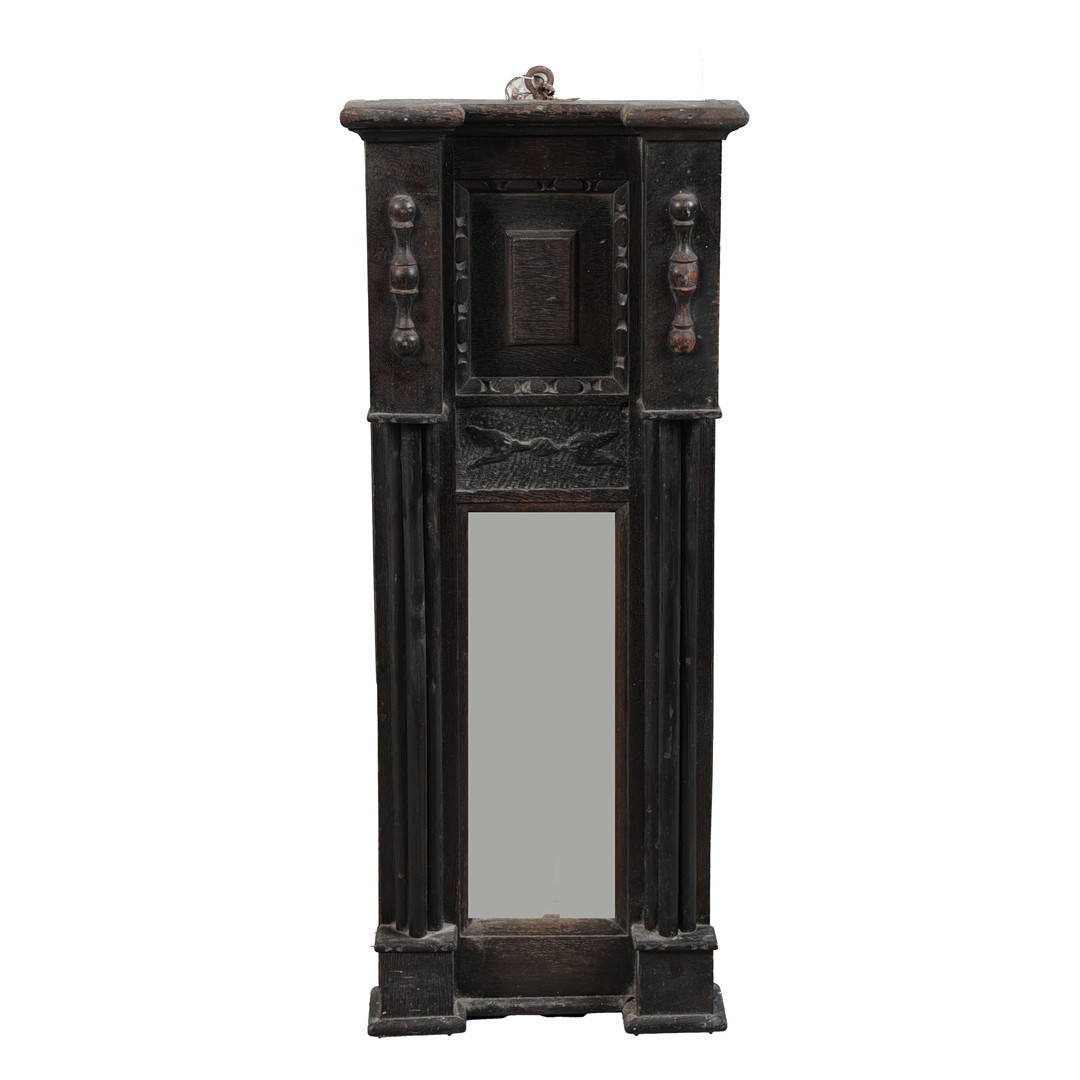 A LATE VICTORIAN GOTHIC REVIVAL PIER MIRROR.