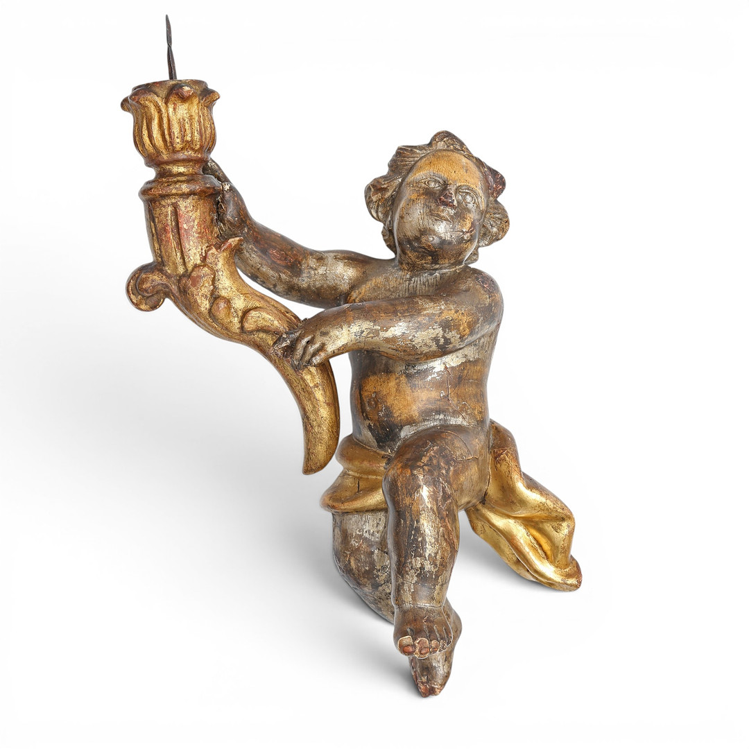SPANISH SCHOOL, EARLY 19TH CENTURY. Angel with a candlestick.