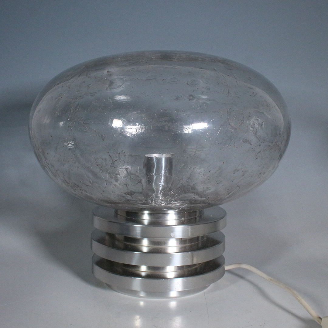 DORIA. Space Age Tischlampe, Chrom, Glas, 1970er Jahre, Deutschland.
